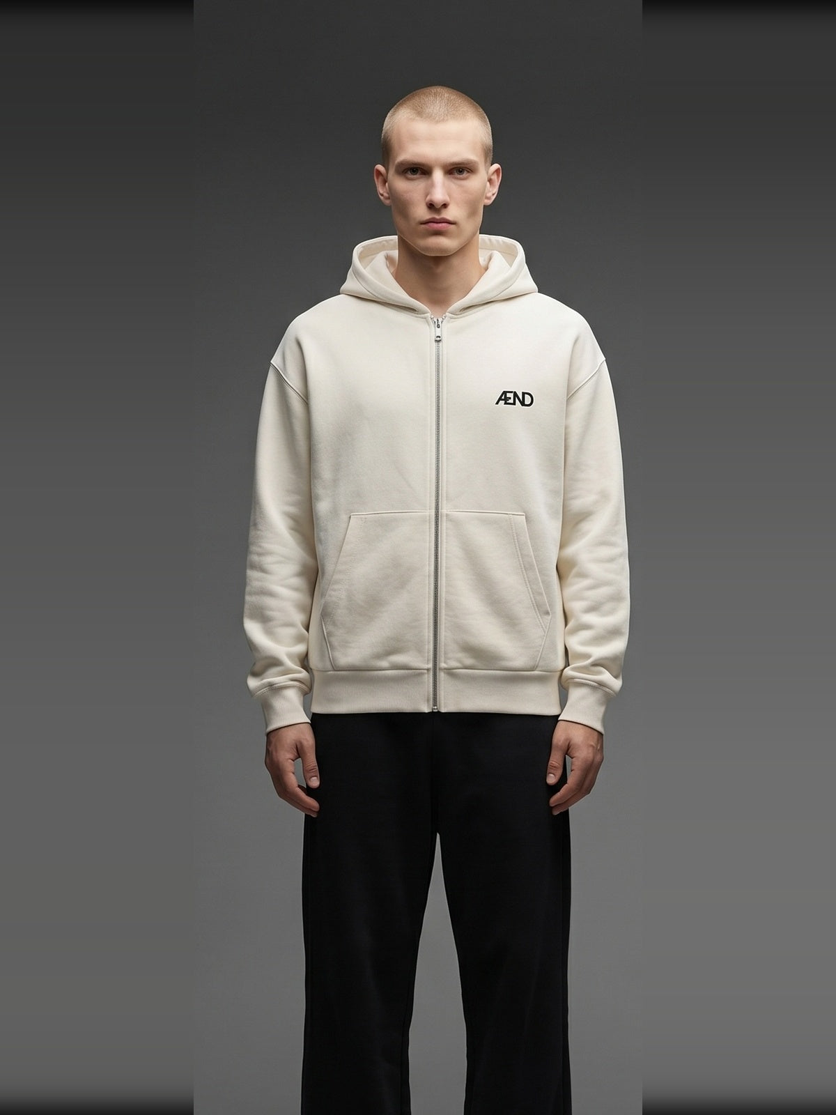 ÆND Zip Hoodie — Men — Vintage White