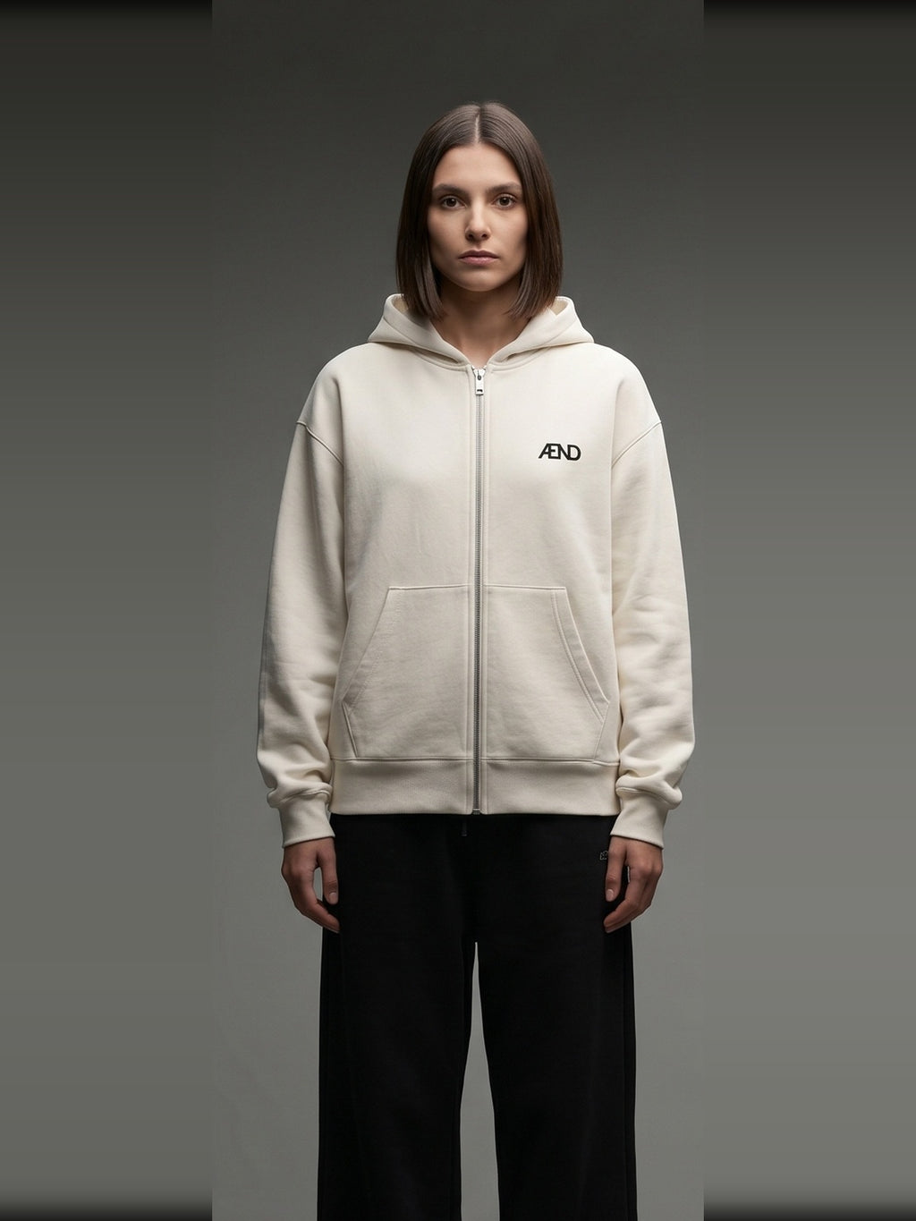 ÆND Zip Hoodie — Women — Vintage White