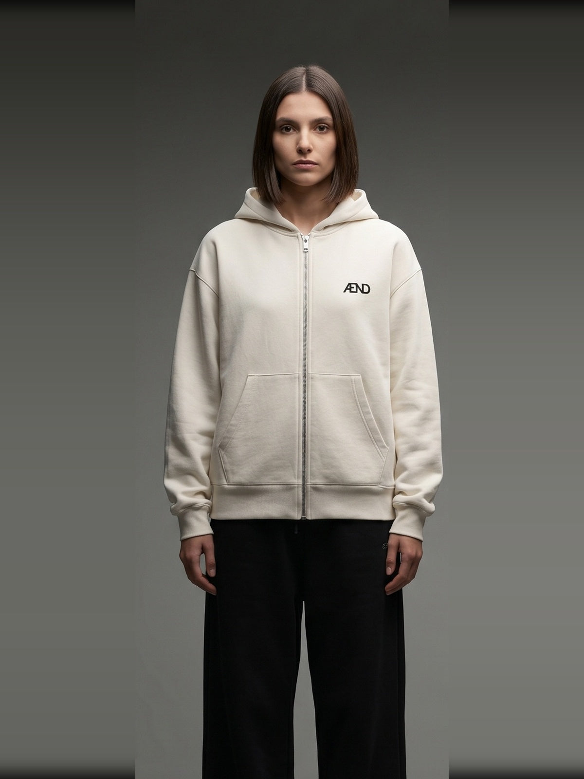 ÆND Zip Hoodie — Women — Vintage White